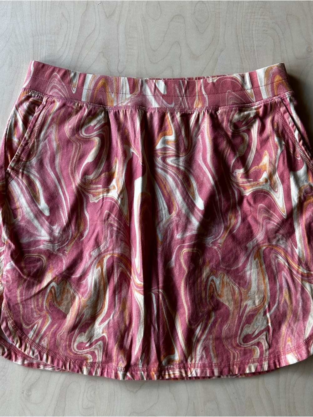 Christopher & Banks Pink Marbled Pull-On Skirt